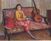 Henry Lebasques Nono and a Guitar France oil painting artist